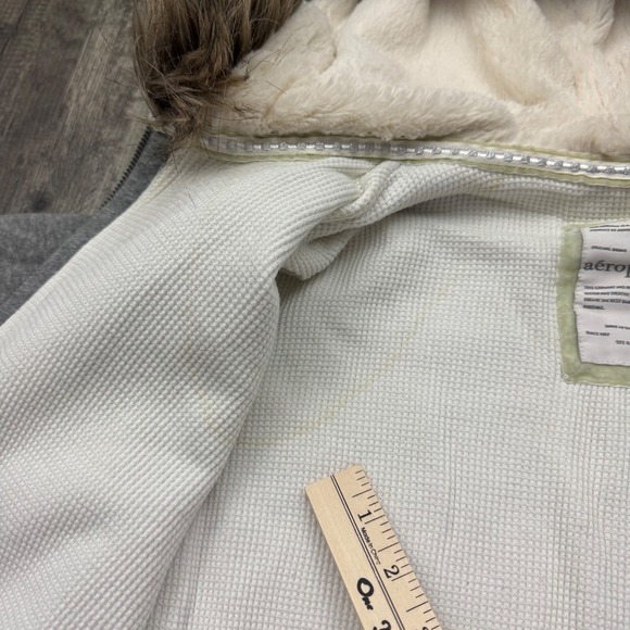 Y2K Aeropostale Grunge Faux Fur Thermal Lined Zip Up Hoodie Sz L - Picture 8 of 12